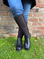 Black Quilted Knee High Boots
